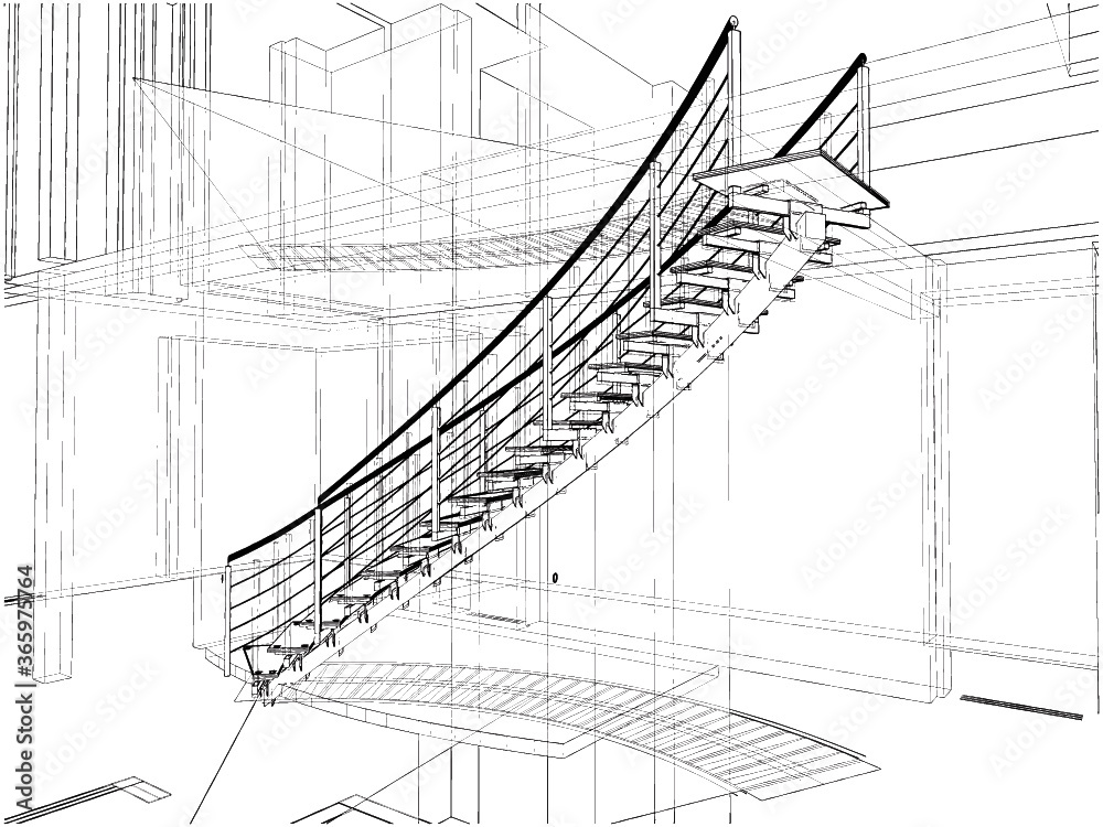 Obraz premium Spiral Staircases Constructions Of Line Vector. Illustration Isolated On White Background. A Vector Illustration Of Staircases Background.