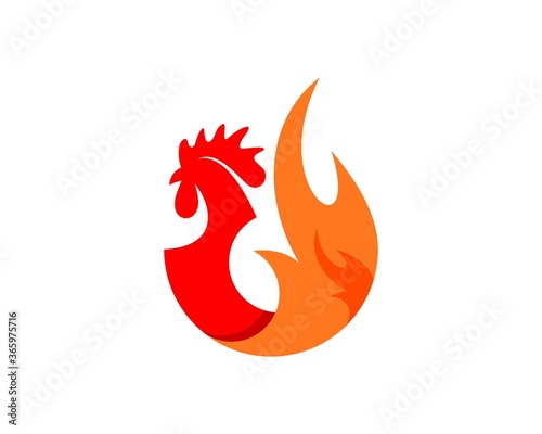 Rooster with fire tail