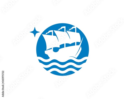 Sail ship inside the blue circle