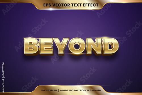 Text effect in 3d Beyond words, text effect theme editable metal gold color concept photo