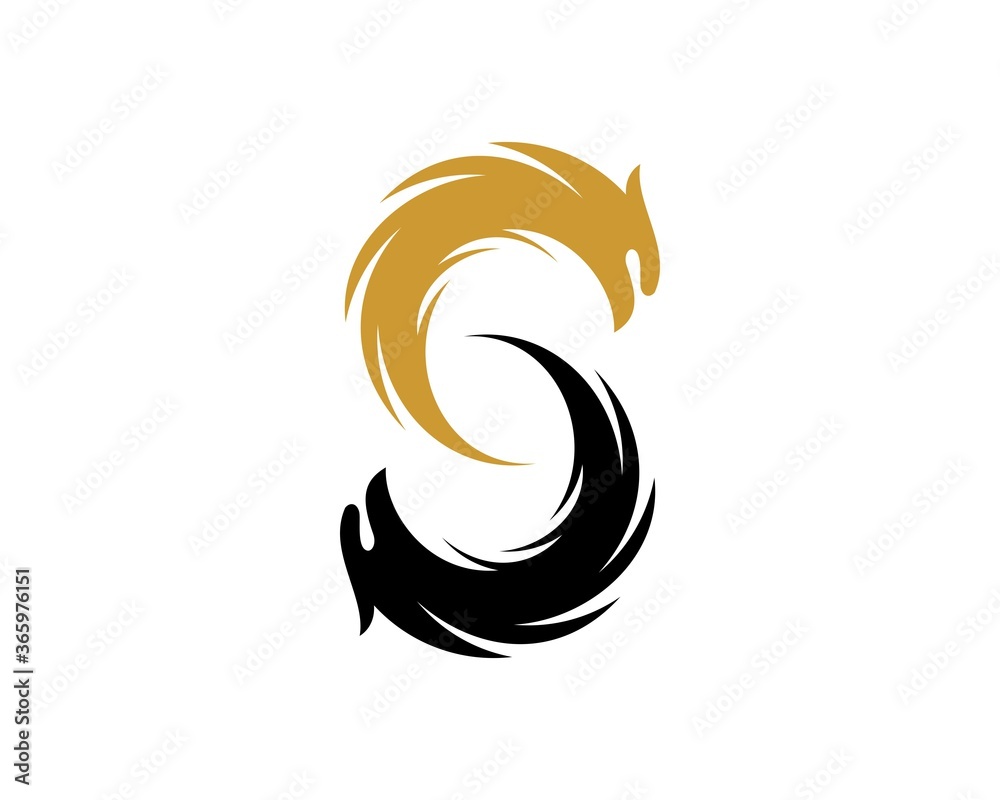 S letter with upside down eagle
