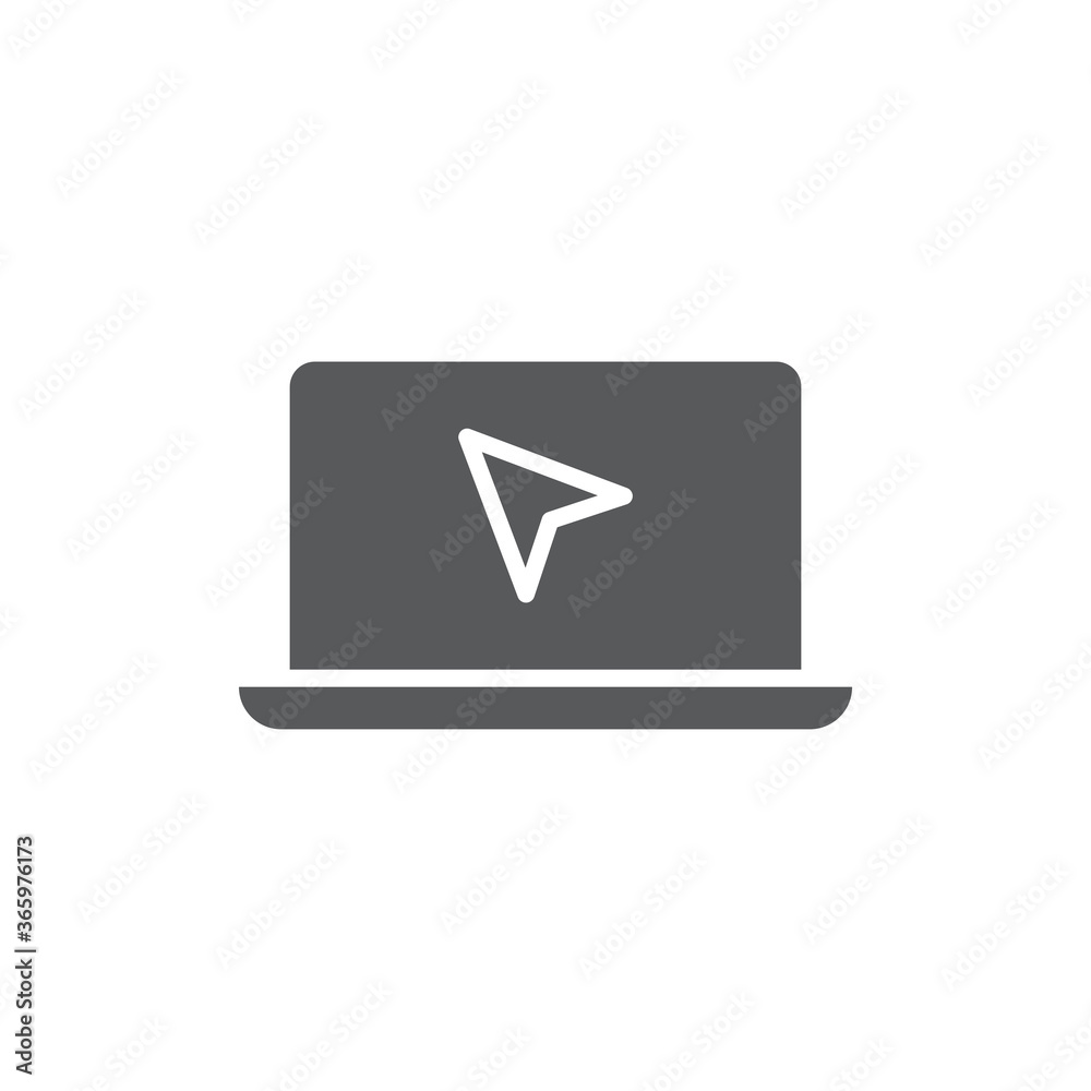 Laptop cursor click vector icon symbol isolated on white background