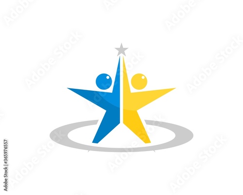 Star with jump two people reached success