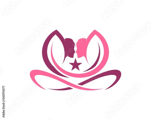 Yoga meditation with beauty woman face to face