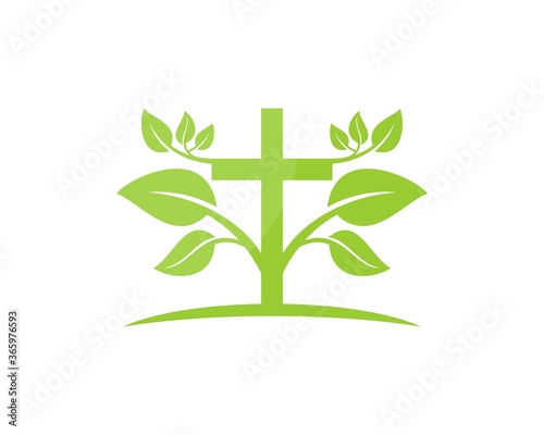 Green cross with nature leaf
