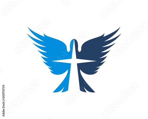 Flying christian bird with cross inside