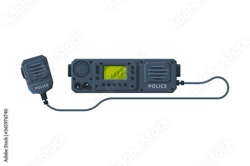 Radio Transmitter Device, Police Car Communication Device Flat Vector Illustration