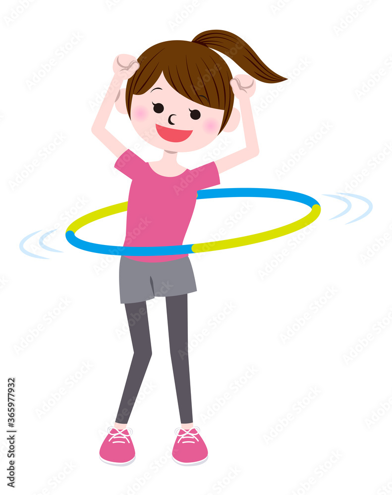 フラフープする女性 フラフープする女性
