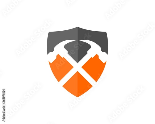 Crossed hammer inside the shield