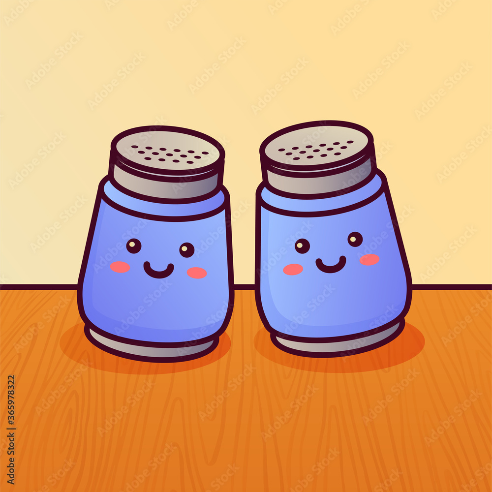 Vettoriale Stock Cute cartoon food. Lovely kawaii emoticon