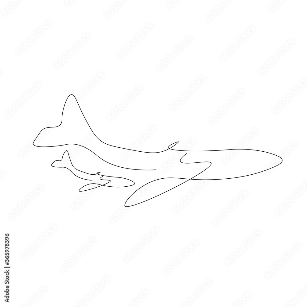 Obraz premium Animal background. Whales. Line drawing design. Vector illustration