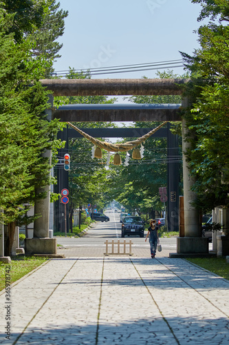 Shinto Shrine of Natsu-Mōde(夏詣) in summer, Hokkaido, Japan
