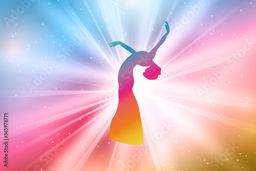 A Dancing Girl Silhouettes, Colorful, Rainbow