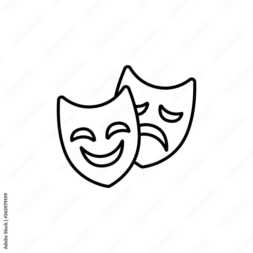 Theater mask vector linear icon. Theater mask vector linear icon.