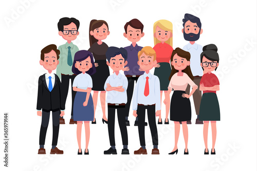Group of business men and women, working people. Business team and teamwork concept. Flat design people characters.