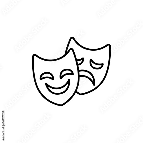 Theater mask vector linear icon.
