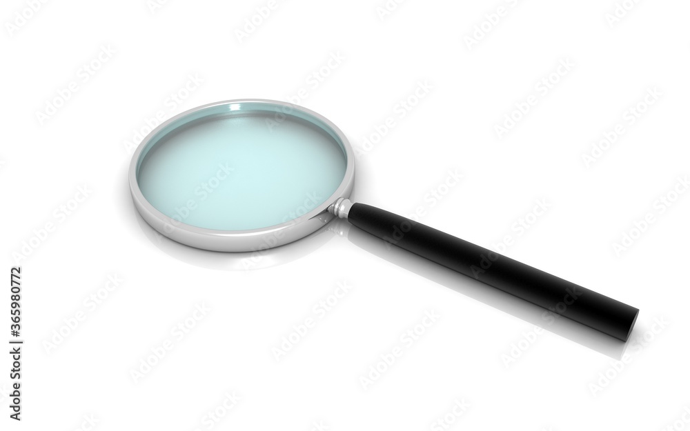 3D illustration of magnifier on white background 3D illustration of magnifier on white background
