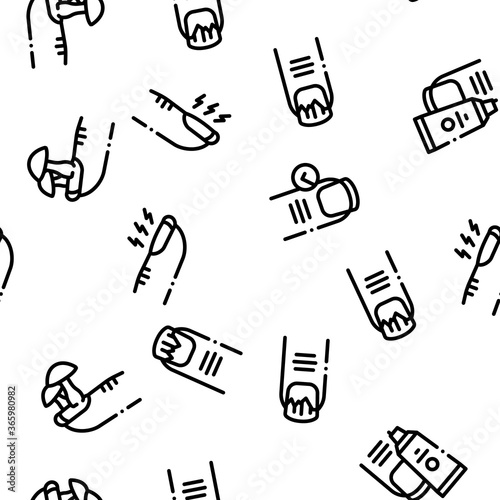 Nail Infection Disease Seamless Pattern Vector Thin Line. Illustrations