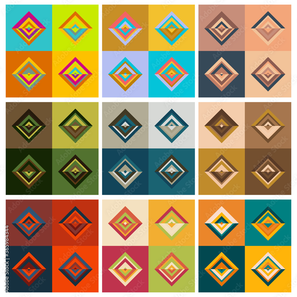 Abstract geometrical four square seamless pattern with colour combinations. Modern design, minimalist, suitable for wallpapers, fabric pattern, banners, backgrounds, cards, etc. Abstract geometrical four square seamless pattern with colour combinations. Modern design, minimalist, suitable for wallpapers, fabric pattern, banners, backgrounds, cards, etc.