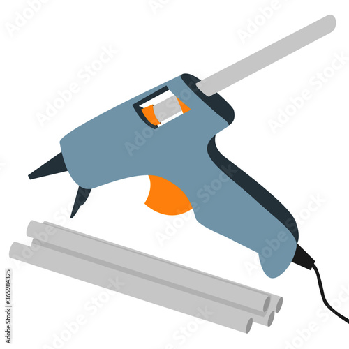 Hot glue gun isolated on white background. Vector illustration.