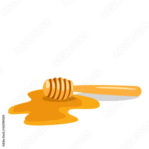 Yellow honey with honeycomb isolated on white background.