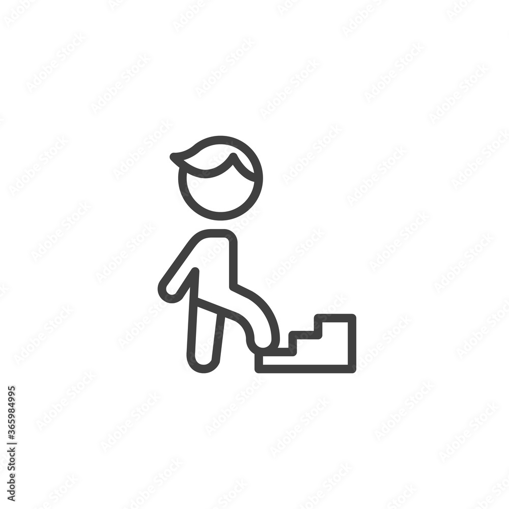Man is climbing career ladder line icon. linear style sign for mobile concept and web design. Business career ladder outline vector icon. Symbol, logo illustration. Vector graphics Man is climbing career ladder line icon. linear style sign for mobile concept and web design. Business career ladder outline vector icon. Symbol, logo illustration. Vector graphics