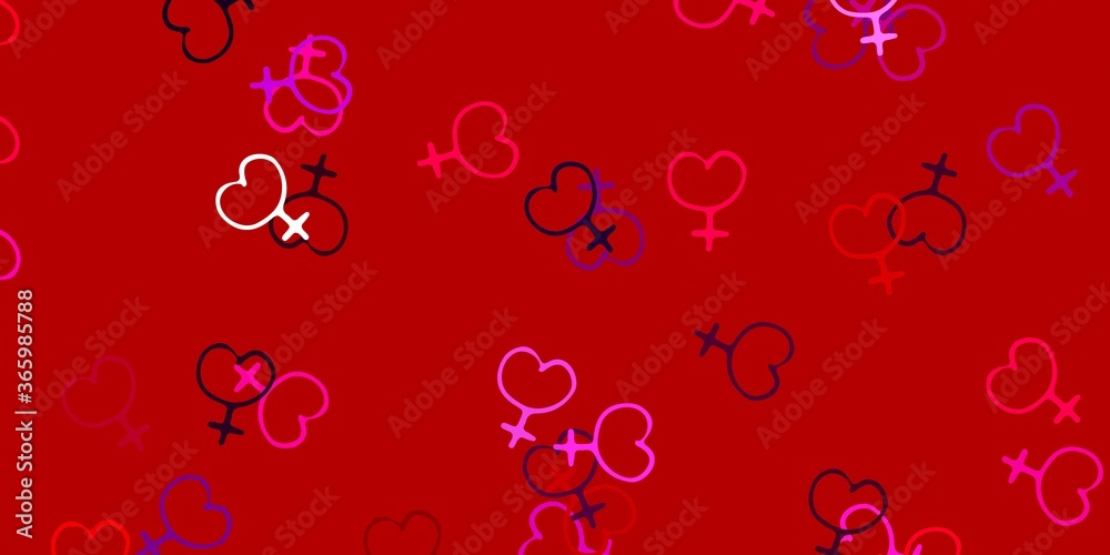 Light Purple, Pink vector pattern with feminism elements. Light Purple, Pink vector pattern with feminism elements.