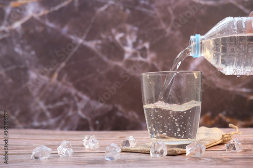 glass of water  on table background