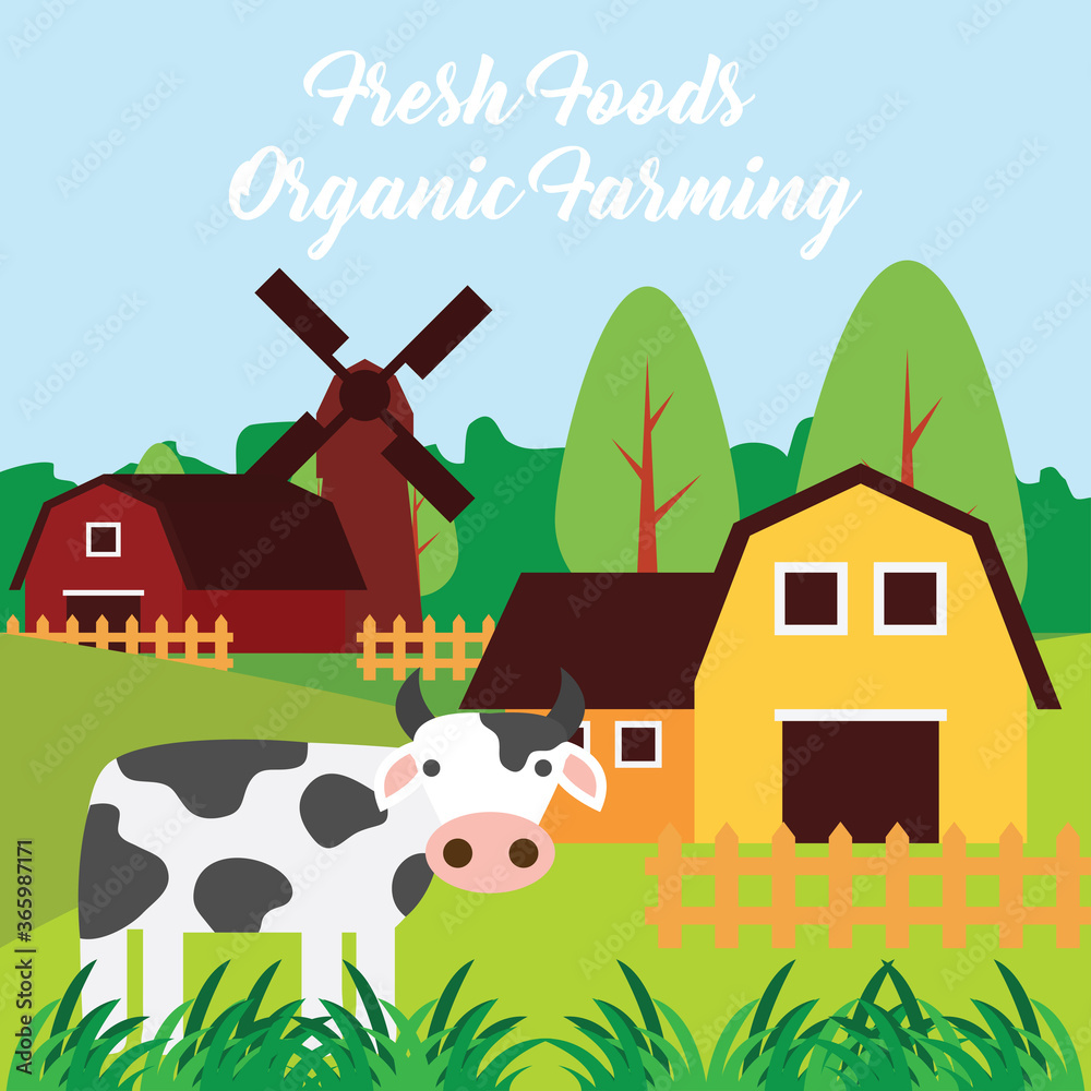 Fototapeta premium farm fresh organic foods. organic concept. vector illustration
