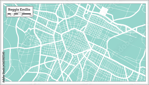 Reggio Emilia Italy City Map in Retro Style. Outline Map.