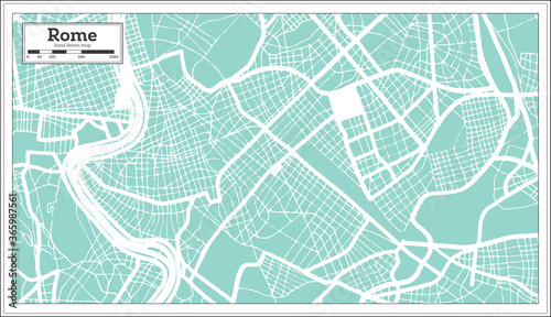 Fényképezés Rome Italy City Map in Retro Style. Outline Map.