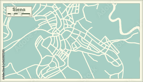 Siena Italy City Map in Retro Style. Outline Map.