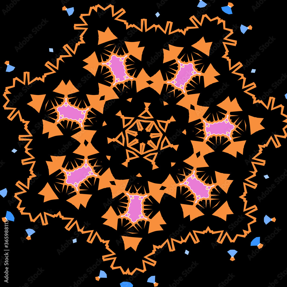 Symmetrical pattern on a black background. Symmetrical pattern on a black background.
