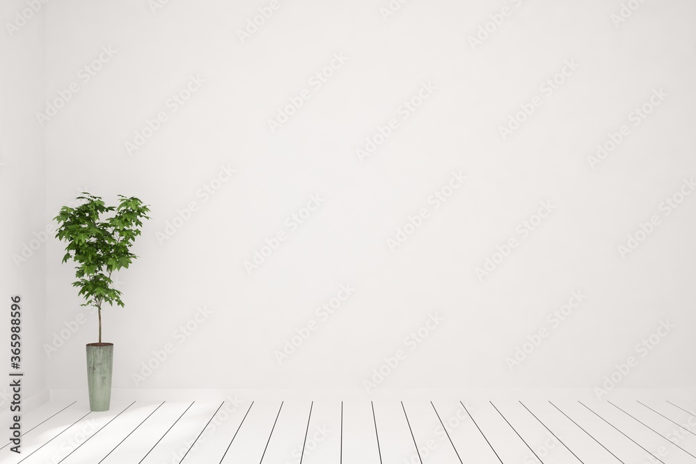 Obraz premium White empty room. Scandinavian interior design. 3D illustration