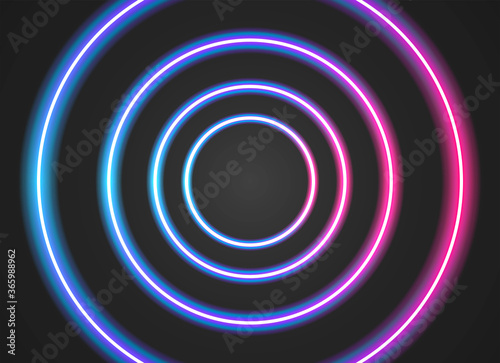 Flat vector. Neon glow cyberpunk background. Dynamic shapes composition. Eps10 vector.