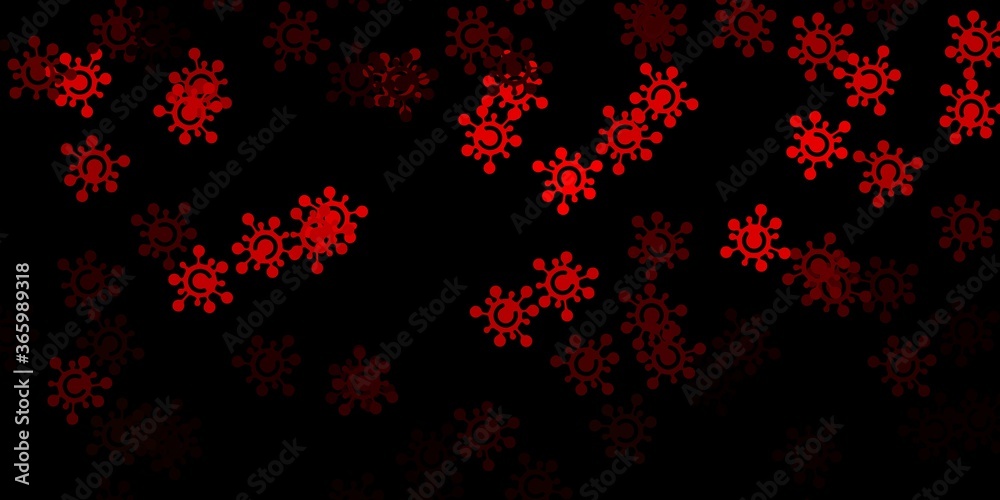 Dark red, yellow vector template with flu signs.