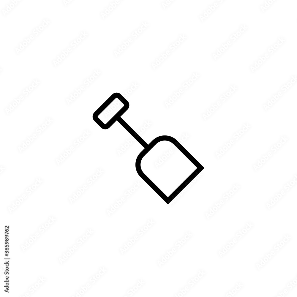 Shovel icon in black line style icon, style isolated on white background Shovel icon in black line style icon, style isolated on white background