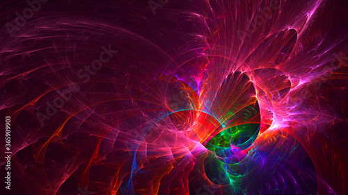 3D rendering abstract multicolor fractal light background