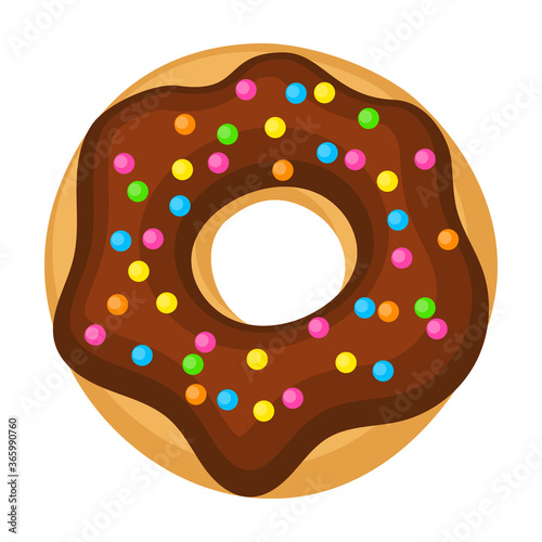 Doughnut cartoon vector illustration of icon.Isolated illustration cartoon of donut on white background.Vector icon of chocolate doughnut.