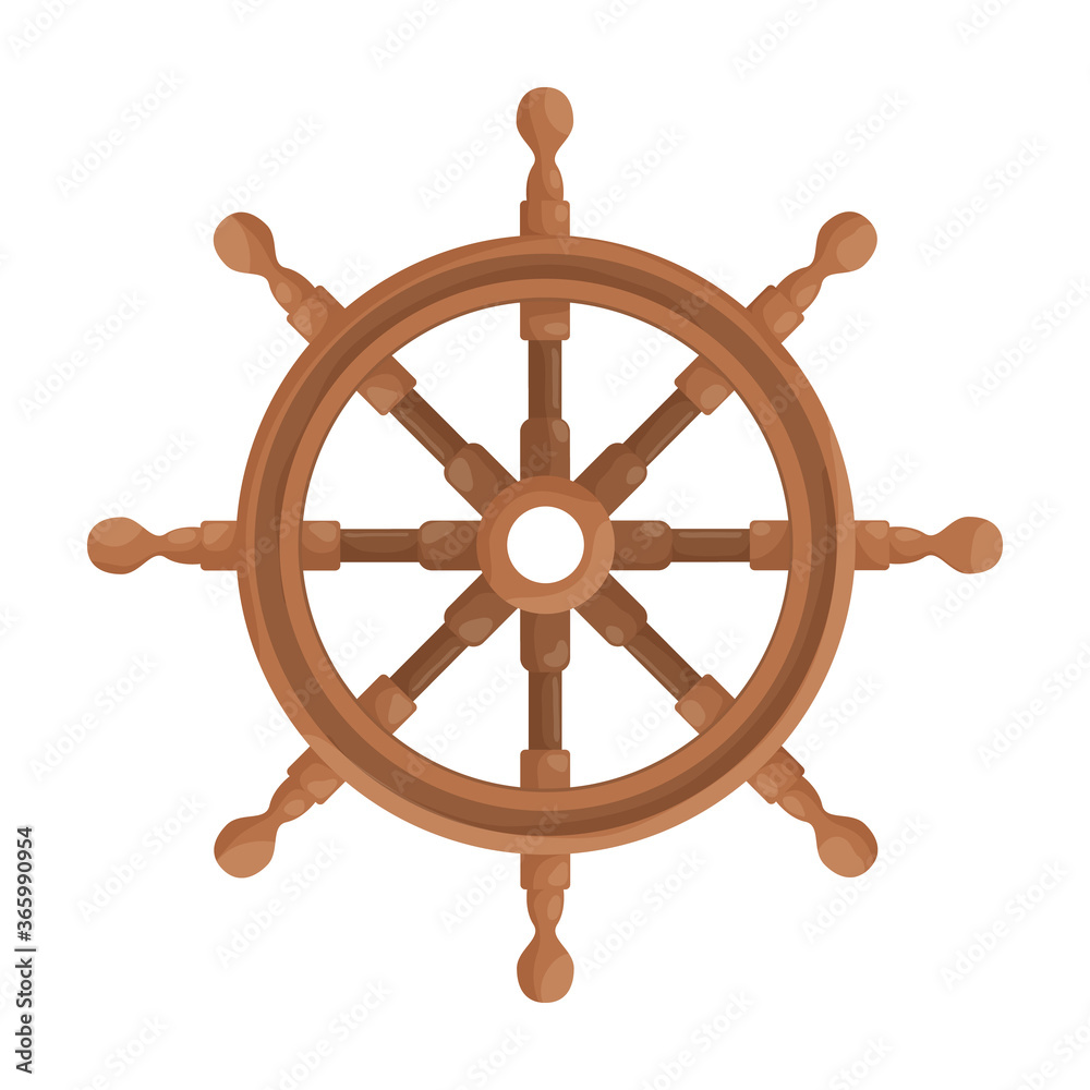 Ship wheel cartoon vector of icon.Cartoon vector icon helm of ship. Isolated illustration of wheel boat on white background.