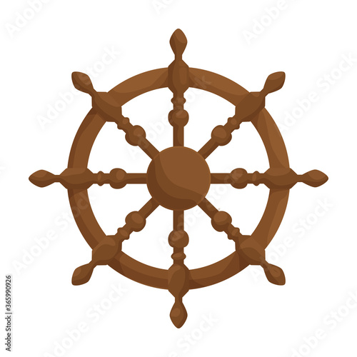 Ship wheel cartoon vector of icon.Cartoon vector icon helm of ship. Isolated illustration of wheel boat on white background.