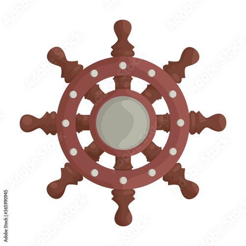 Ship wheel cartoon vector of icon.Cartoon vector icon helm of ship. Isolated illustration of wheel boat on white background.