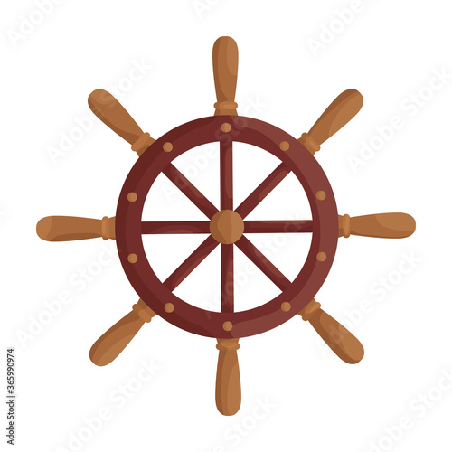 Ship wheel cartoon vector of icon.Cartoon vector icon helm of ship. Isolated illustration of wheel boat on white background.