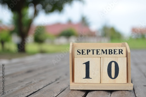 September 10, Number cube with a natural background.