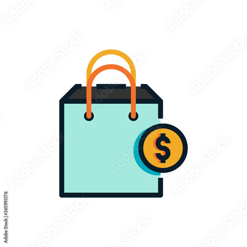 Shopping bag filled outline icons. Vector illustration. Editable stroke. Isolated icon suitable for web, infographics, interface and apps.