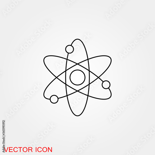 Atom icon, black science fiction atom icon