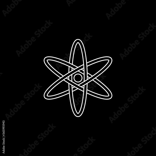 Atom icon, black science fiction atom icon