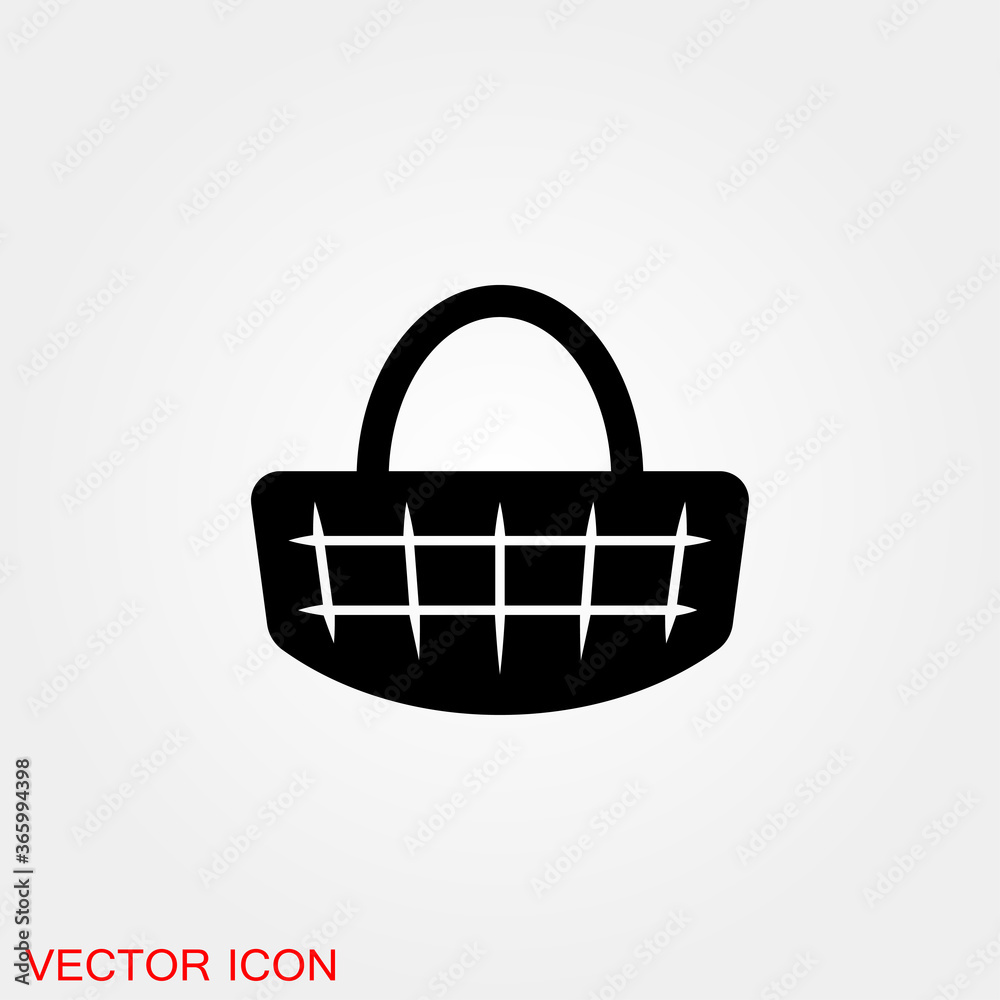 Basket icon, plate with spoon BBQ. Vector sign Basket icon, plate with spoon BBQ. Vector sign