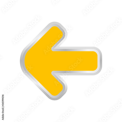 yellow arrow pointing left isolated on white, clip art yellow arrow icon pointing to left, arrow symbol indicates yellow direction pointing to left, illustrations 3d arrow buttons for left