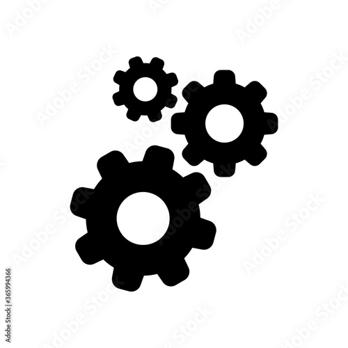 circle cog black for mechanization icon isolated on white, gear symbol for button black icon for progress web, simple circle cog shape for engineering mechanism, machinery industrial technology sign